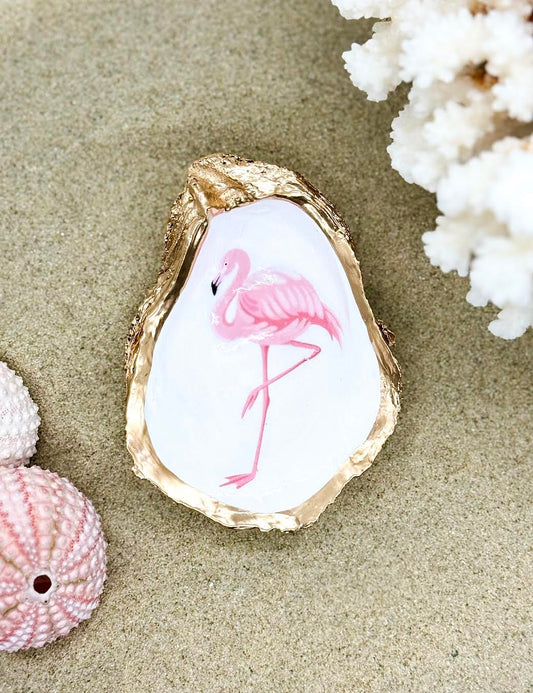 Single Flamingo Oyster Jewelry Dish