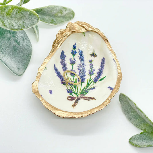 Lavender Bunch Oyster Jewelry Dish