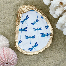 Load image into Gallery viewer, Blue Dragonflies Oyster Trinket Dish
