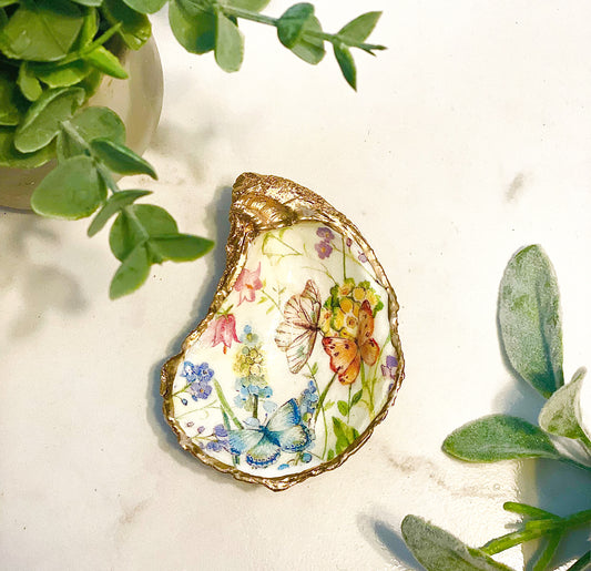 Butterfly Garden Oyster Jewelry Dish