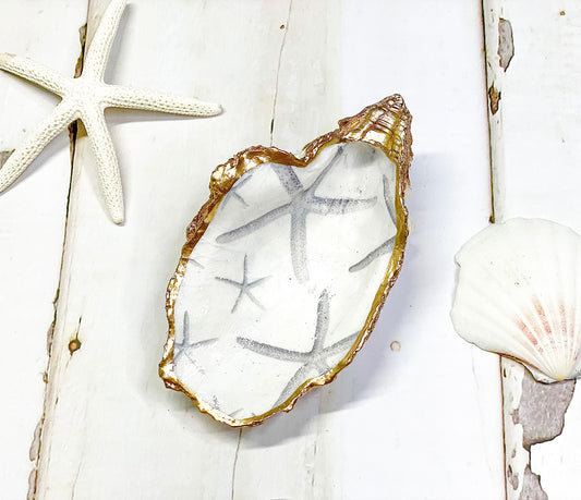 Grey Starfish Oyster Jewelry Dish