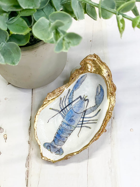 Blue Lobster Oyster Jewelry Dish