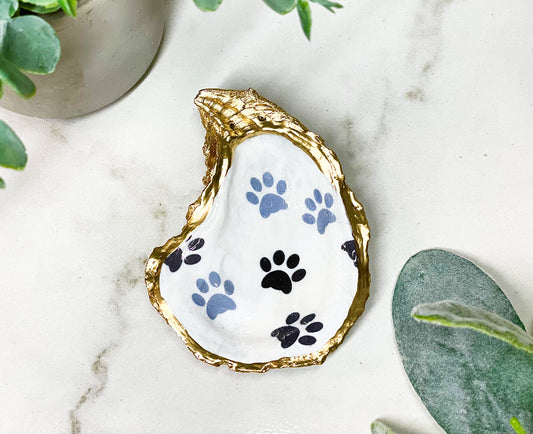 Paw Prints Oyster Jewelry Dish