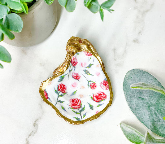 Petite Roses Oyster Jewelry Dish