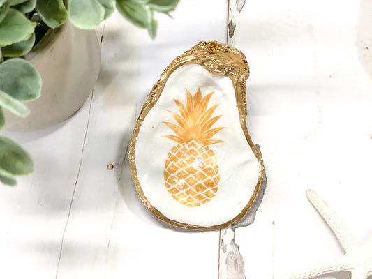 Gold Pineapple Oyster Jewelry Dish