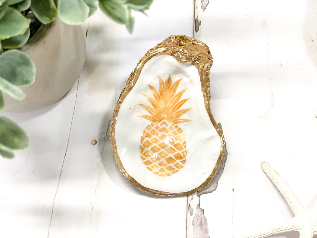 Gold Pineapple Oyster Trinket Dish